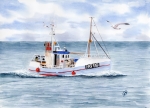 Postkarte DIN-A6 Fischkutter Hirtshals DK35